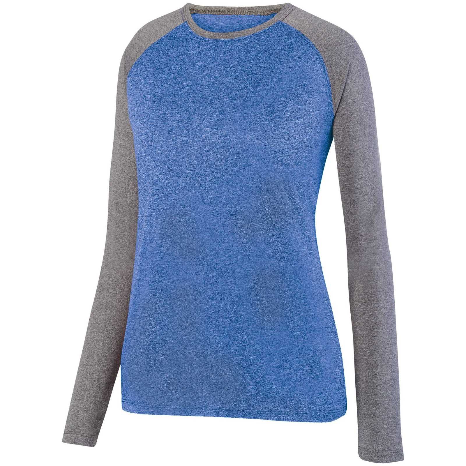 Augusta 2817 Ladies Kinergy Two Color Long Sleeve Raglan Tee - Royal Heather Graphite Heather - HIT a Double