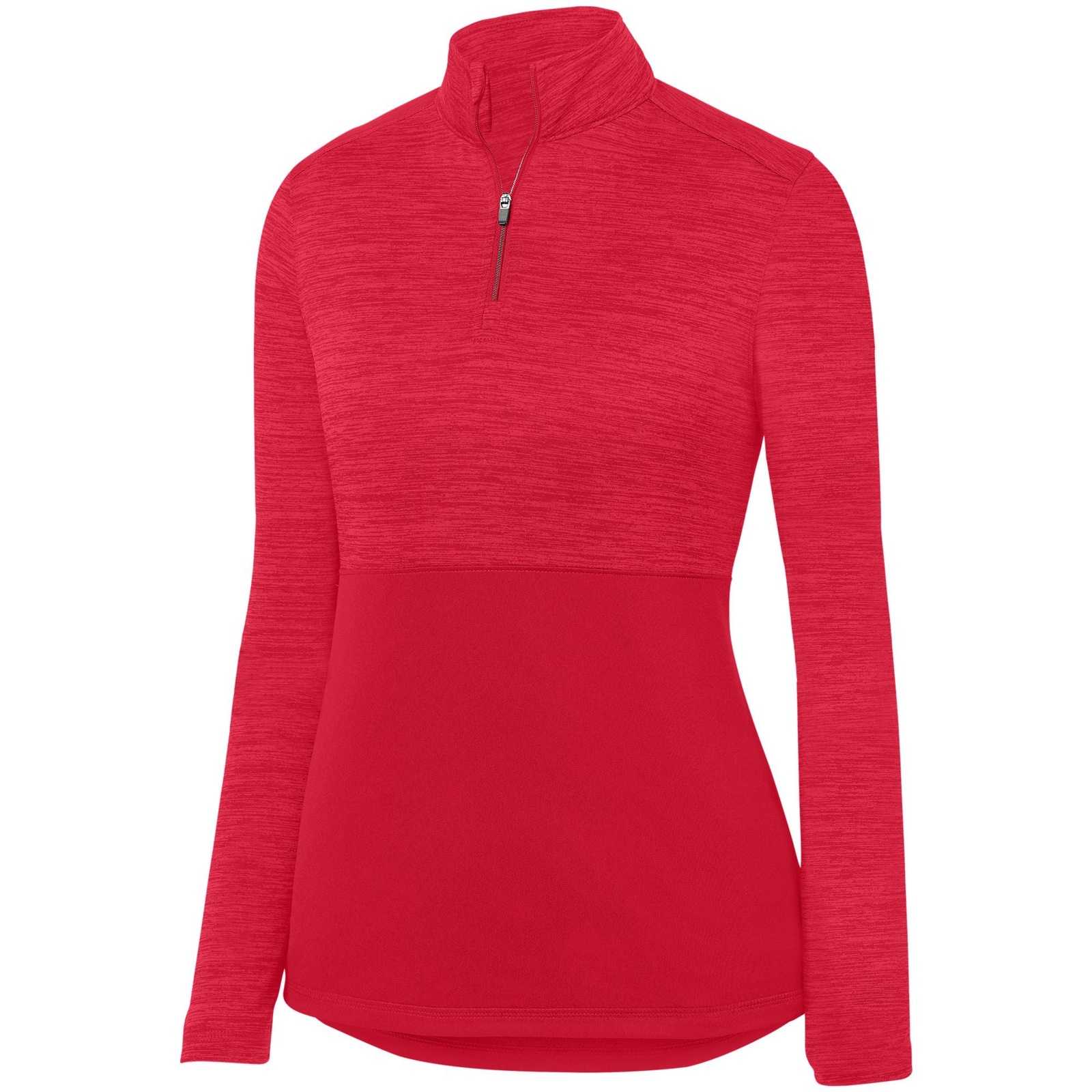 Augusta 2909 Ladies Shadow Tonal Heather 1/4 Zip Pullover - Red - HIT a Double