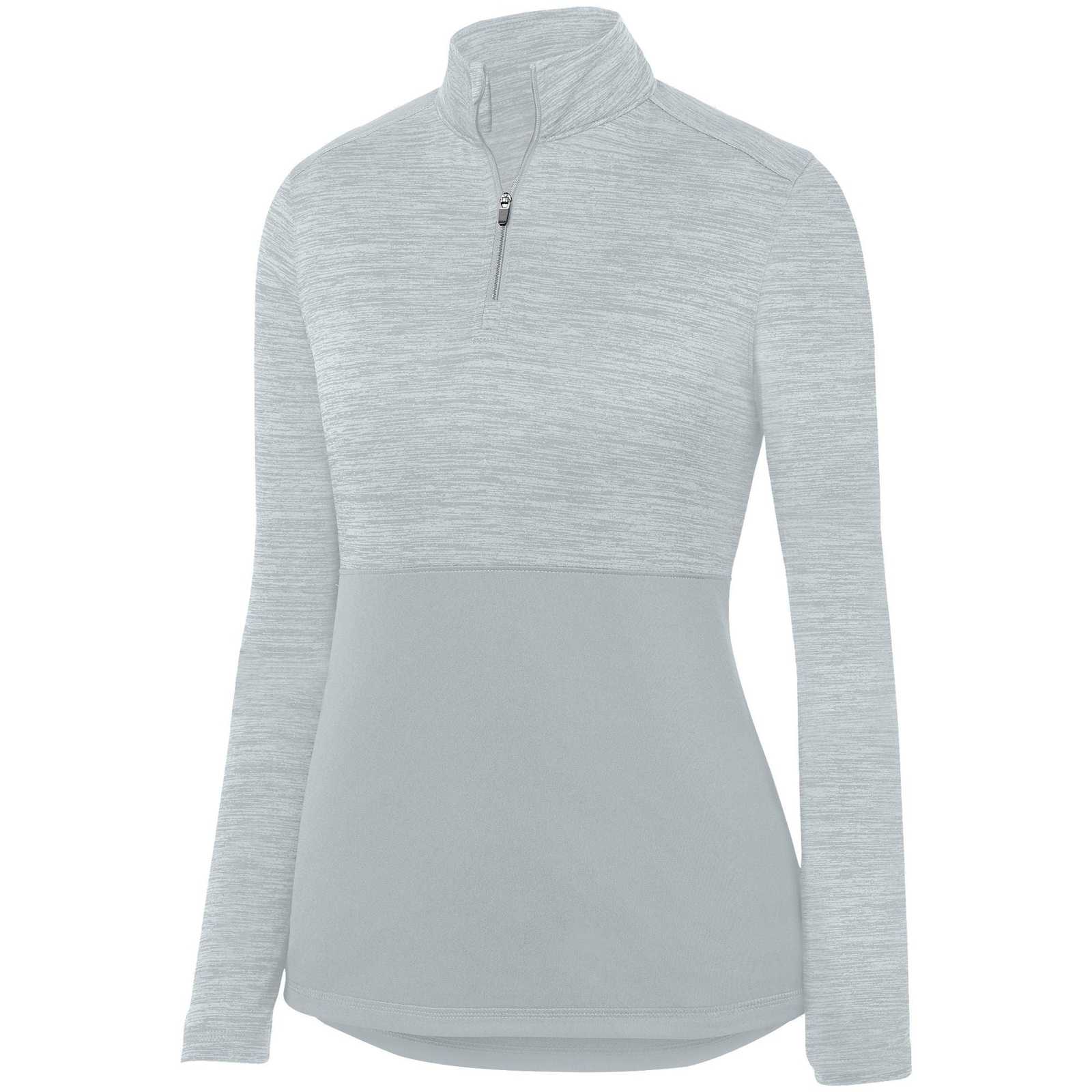 Augusta 2909 Ladies Shadow Tonal Heather 1/4 Zip Pullover - Silver - HIT a Double