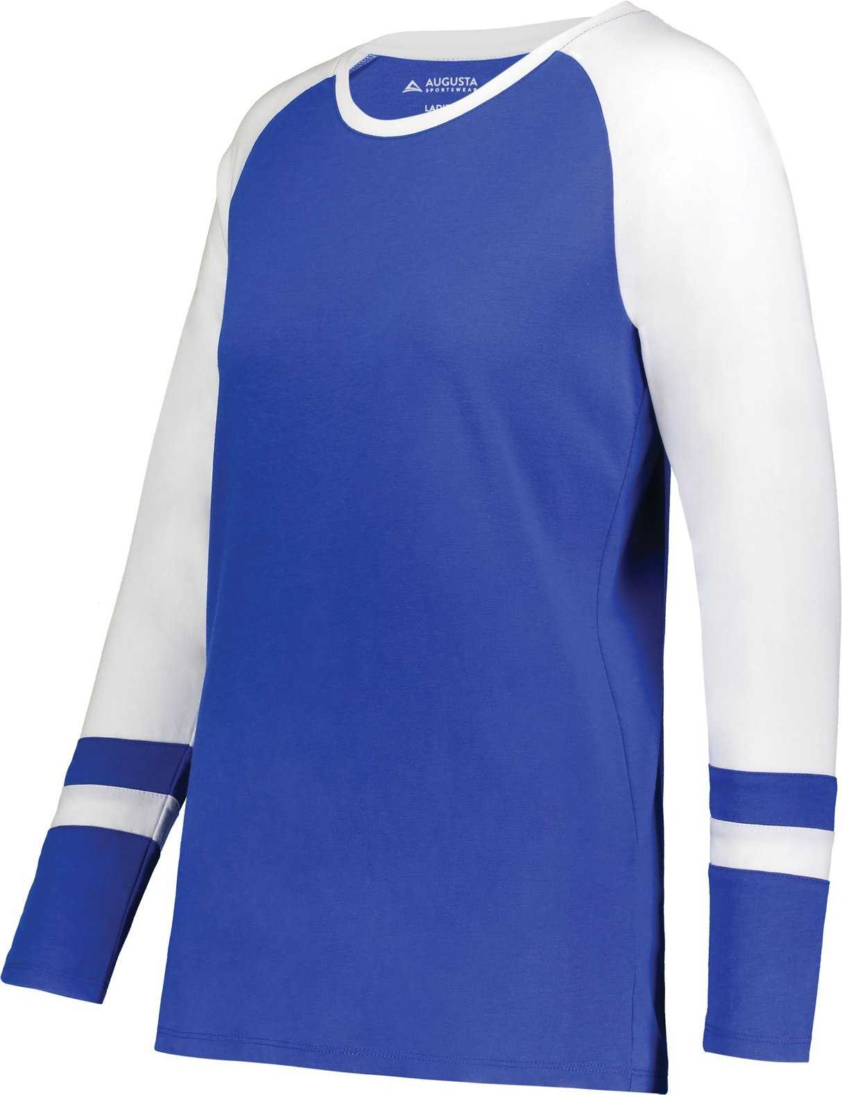 Augusta 2917 Ladies Fanatic 2.0 Long Sleeve Tee - Royal White - HIT a Double