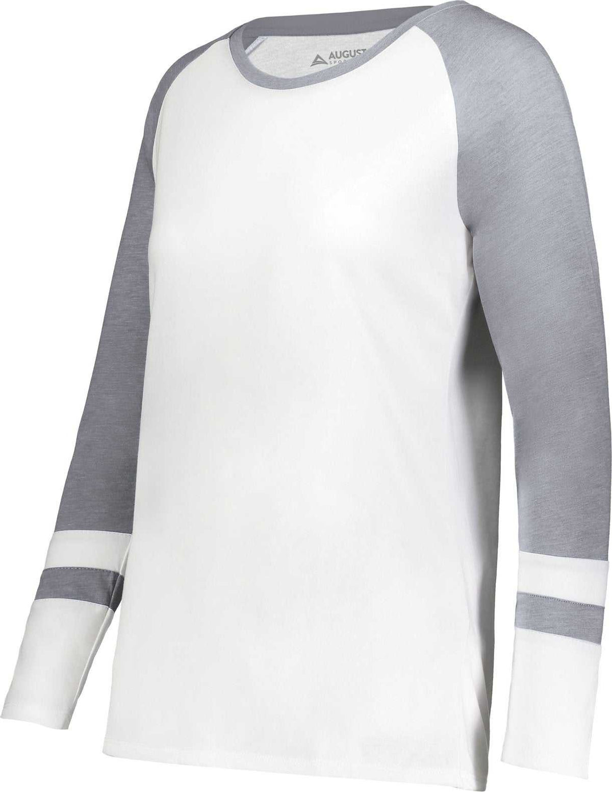 Augusta 2917 Ladies Fanatic 2.0 Long Sleeve Tee - White Gray Heather - HIT a Double