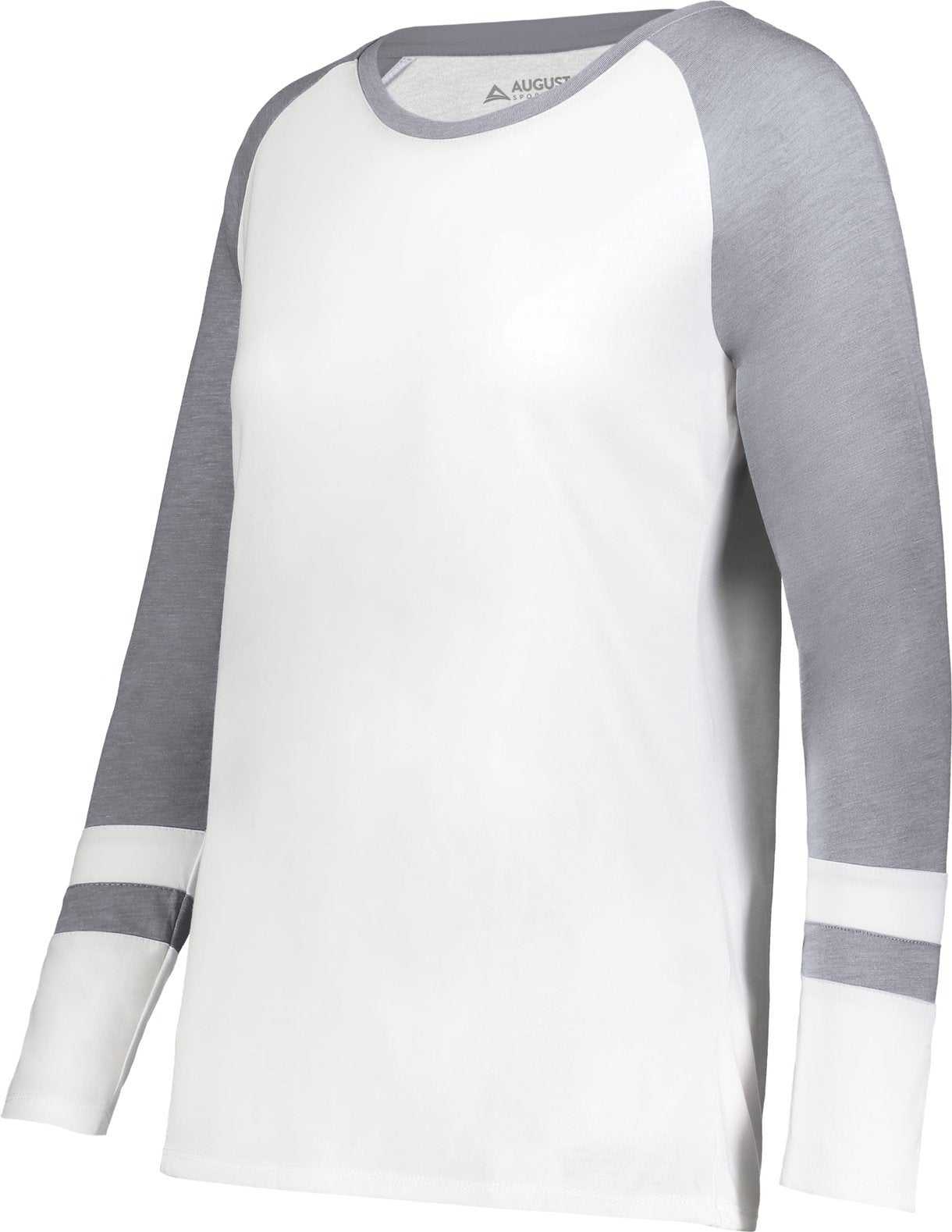 Augusta 2918 Girls Fanatic 2.0 Long Sleeve Tee - White Gray Heather - HIT a Double