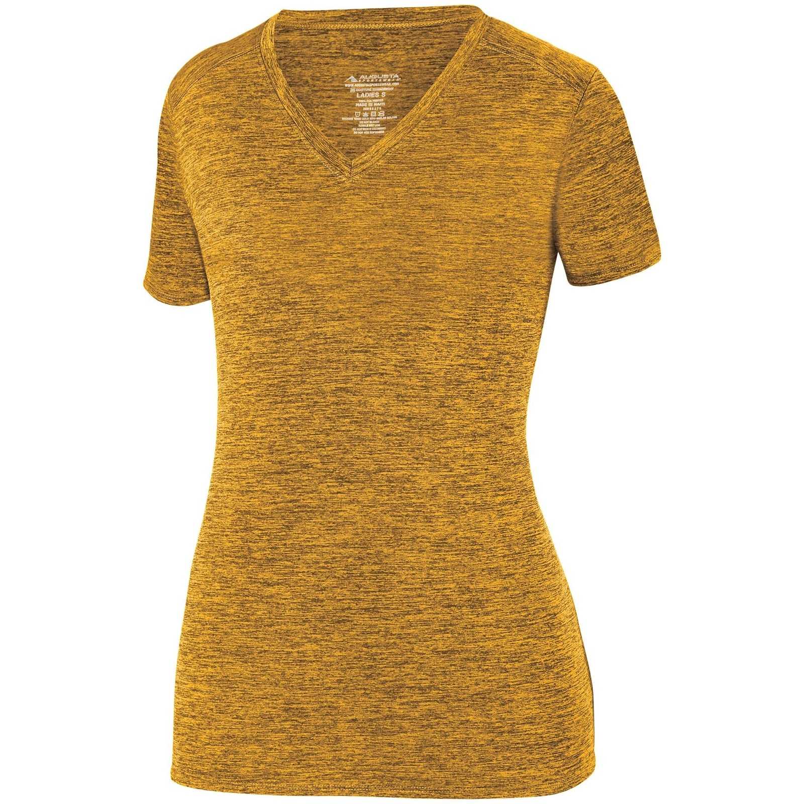 Augusta 2952 Ladies Intensify Black Heather Training Tee - Gold - HIT a Double