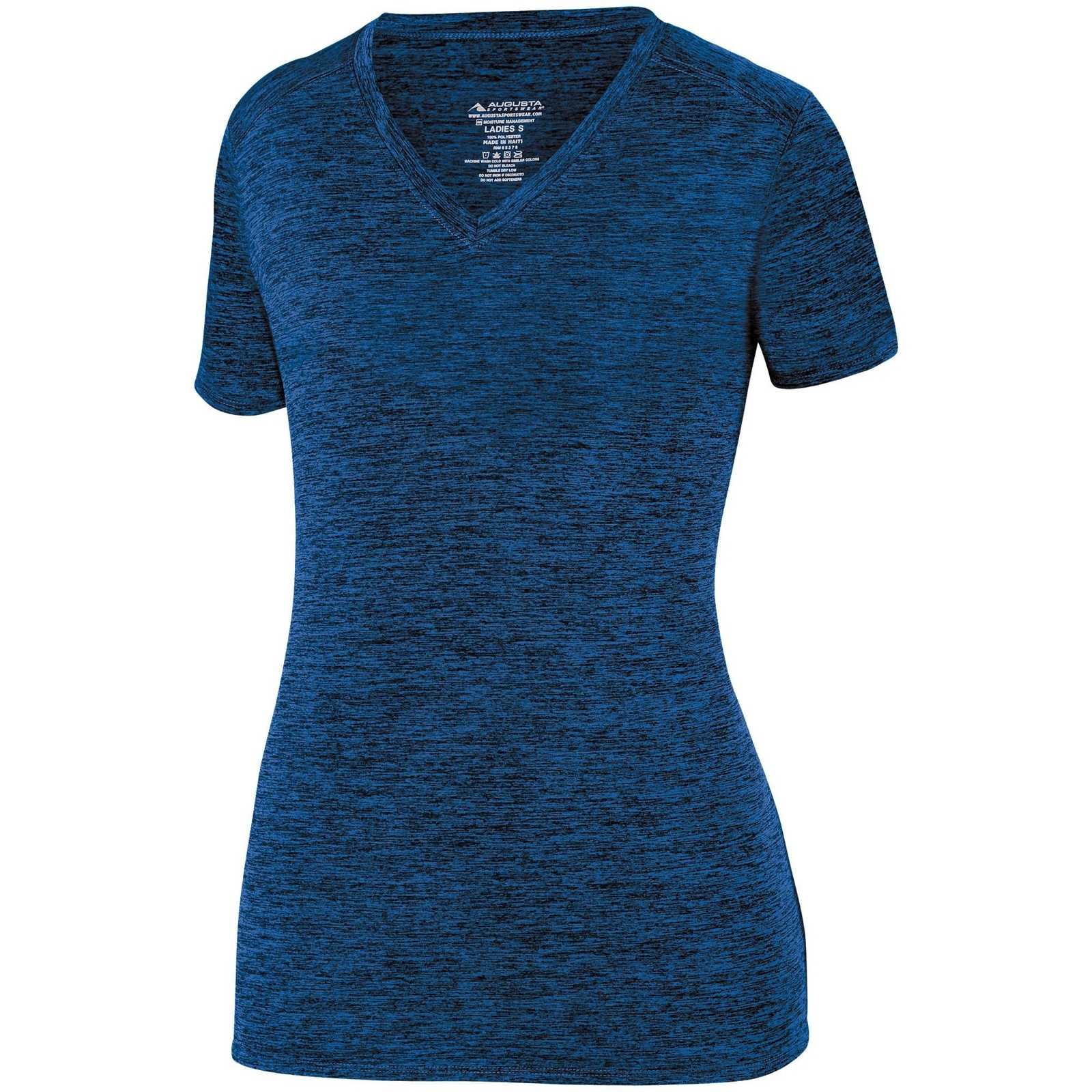 Augusta 2952 Ladies Intensify Black Heather Training Tee - Royal - HIT a Double