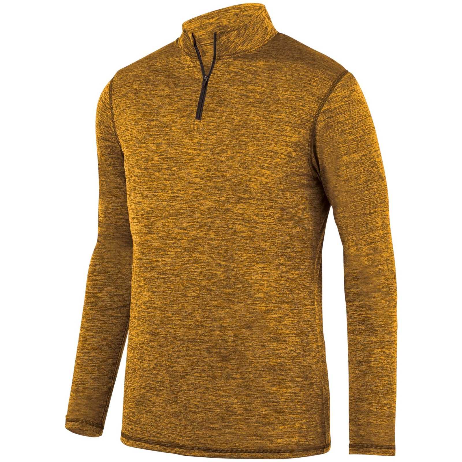 Augusta 2955 Intensify Black Heather 1/4 Zip Pullover - Gold - HIT a Double