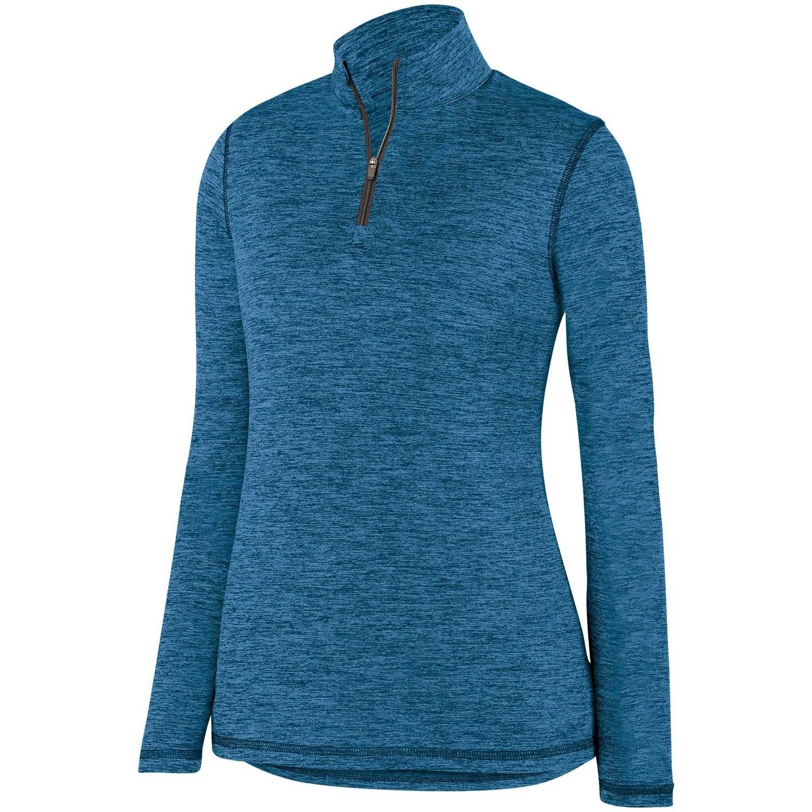 Augusta 2957 Ladies Intensify Black Heather 1/4 Zip Pullover - Columbia Blue - HIT a Double