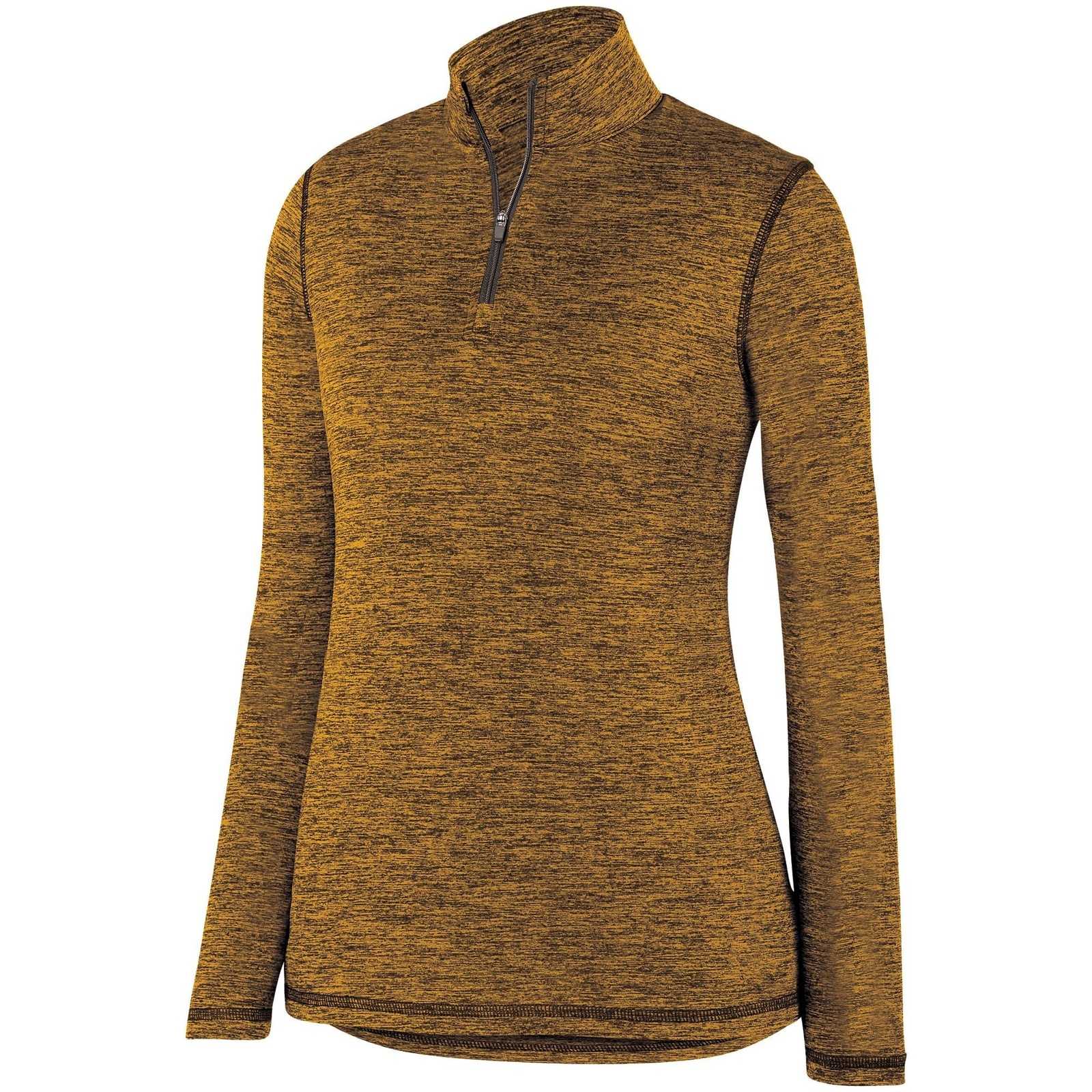 Augusta 2957 Ladies Intensify Black Heather 1/4 Zip Pullover - Gold - HIT a Double
