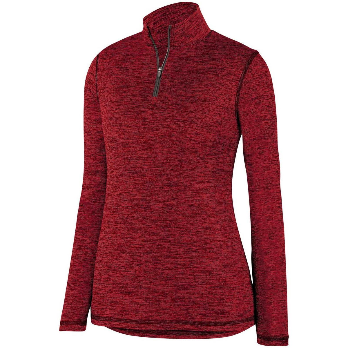 Augusta 2957 Ladies Intensify Black Heather 1/4 Zip Pullover - Red - HIT a Double