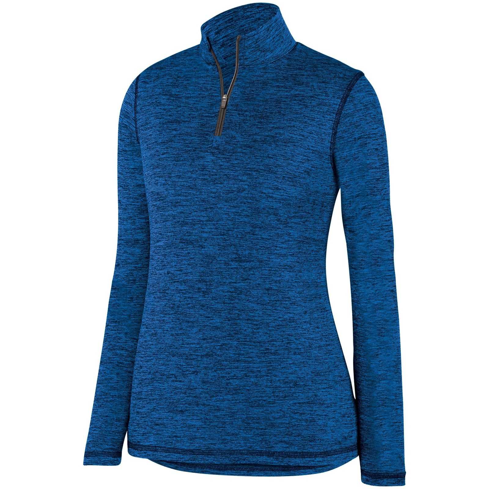 Augusta 2957 Ladies Intensify Black Heather 1/4 Zip Pullover - Royal - HIT a Double