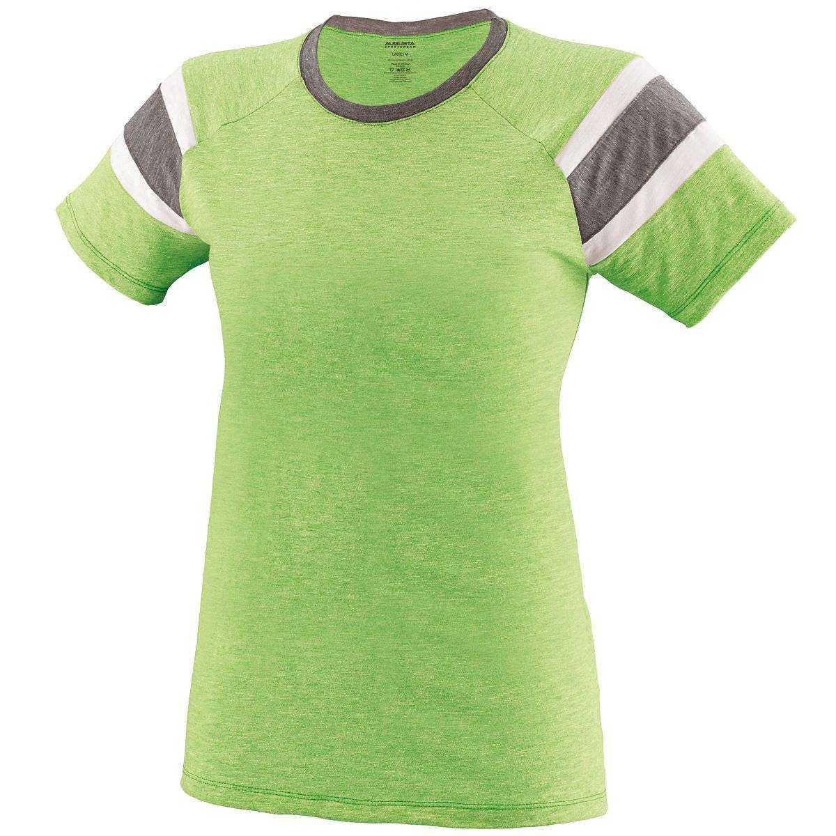 Augusta 3011 Fanatic Ladies Tee - Lime Dark Gray White - HIT a Double