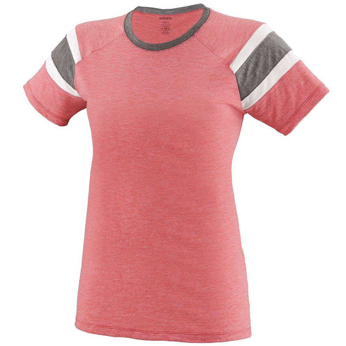 Augusta 3011 Fanatic Ladies Tee - Red Dark Gray White - HIT a Double