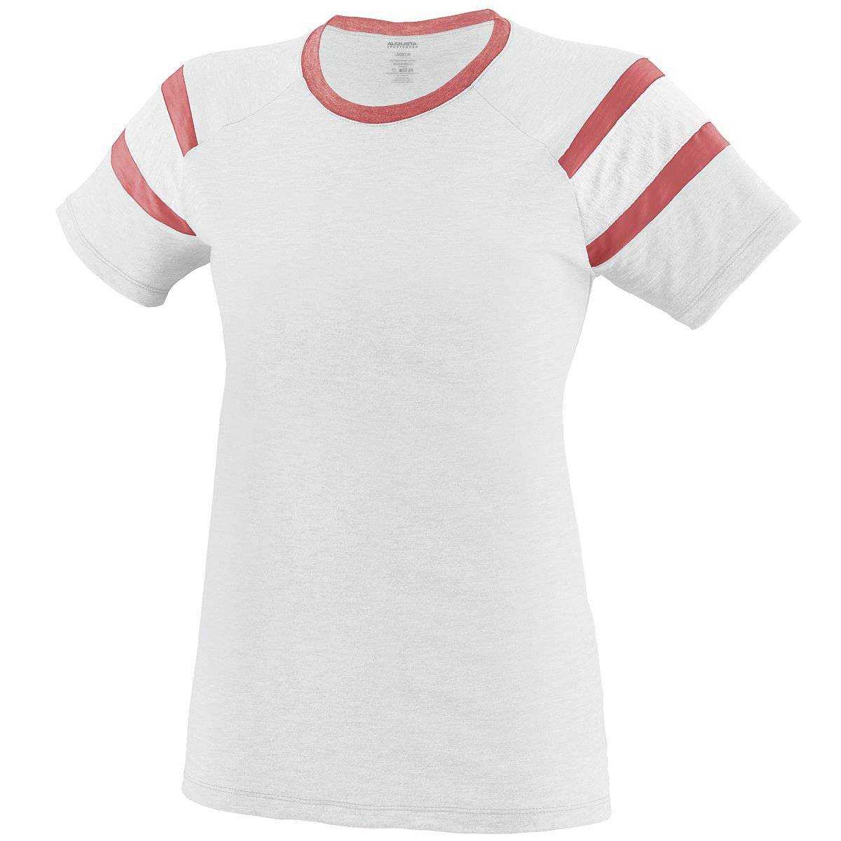 Augusta 3011 Fanatic Ladies Tee - White Red White - HIT a Double