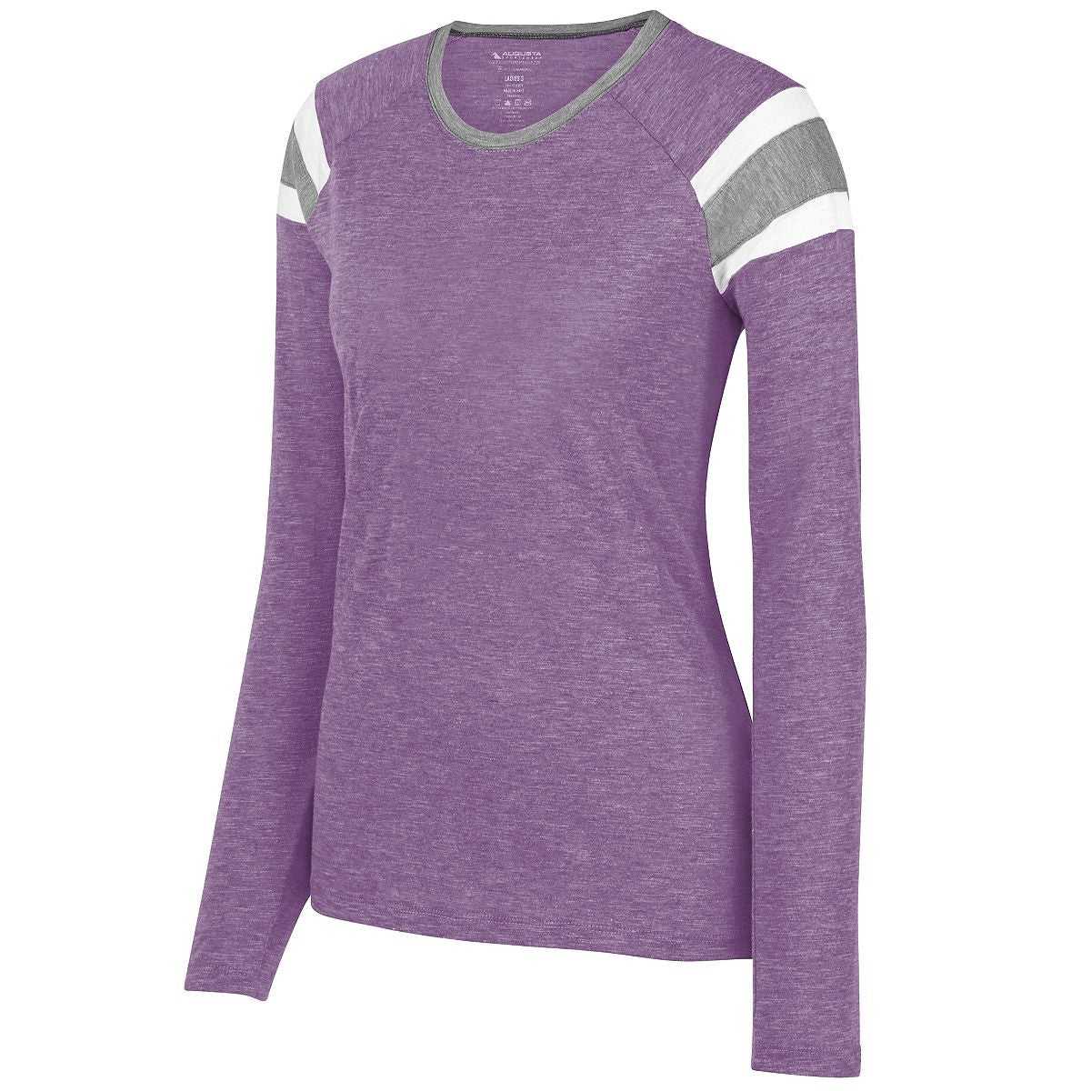 Augusta 3012 Ladies Long Sleeve Fanatic Tee - Lavender Slate White - HIT a Double