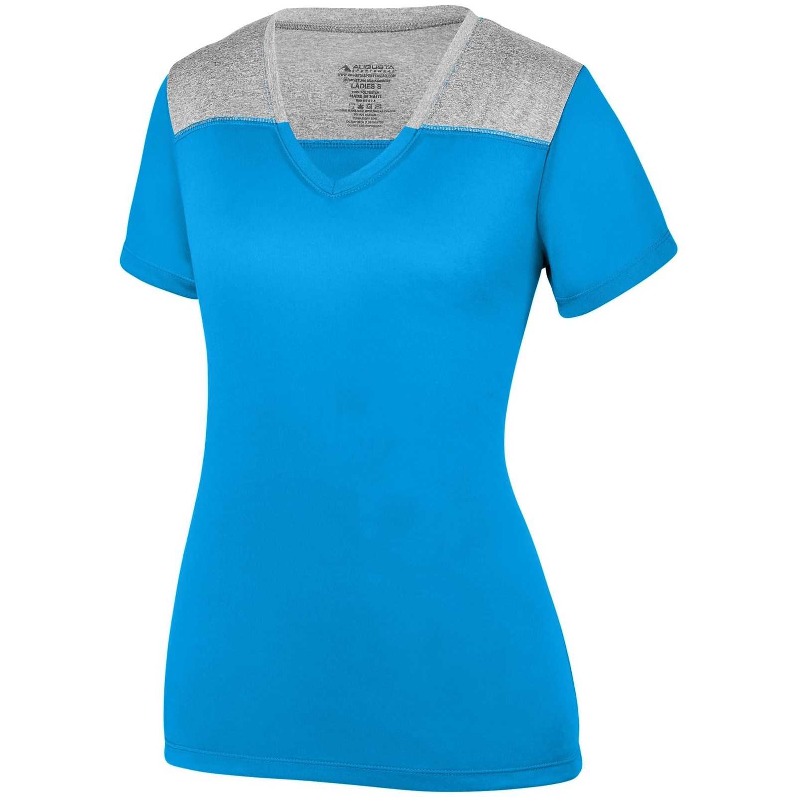 Augusta 3057 Ladies Challenge T-Shirt - Power Blue Graphite Heather - HIT a Double
