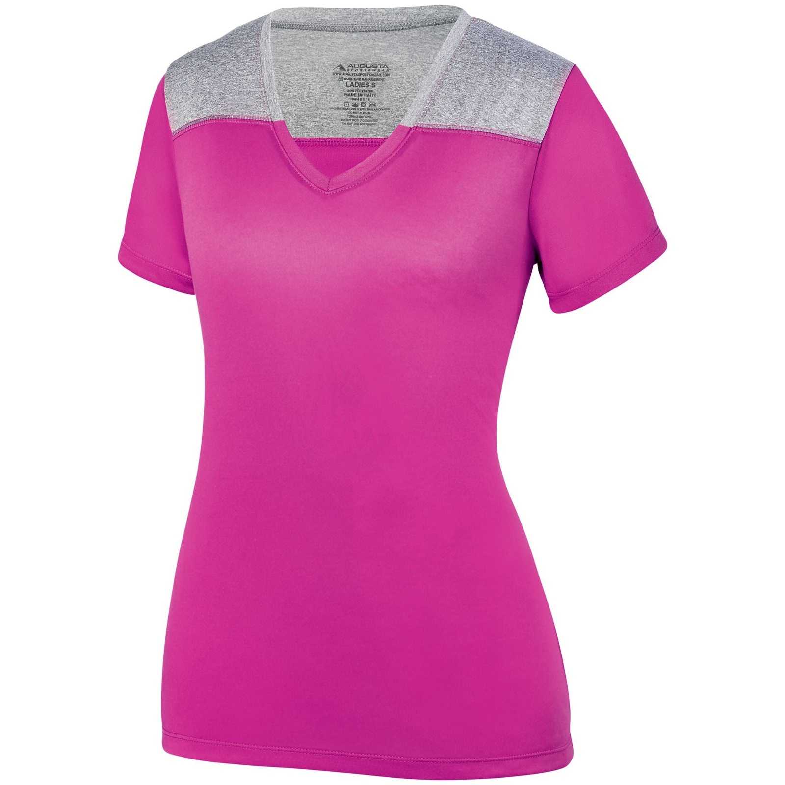Augusta 3057 Ladies Challenge T-Shirt - Power Pink Graphite Heather - HIT a Double