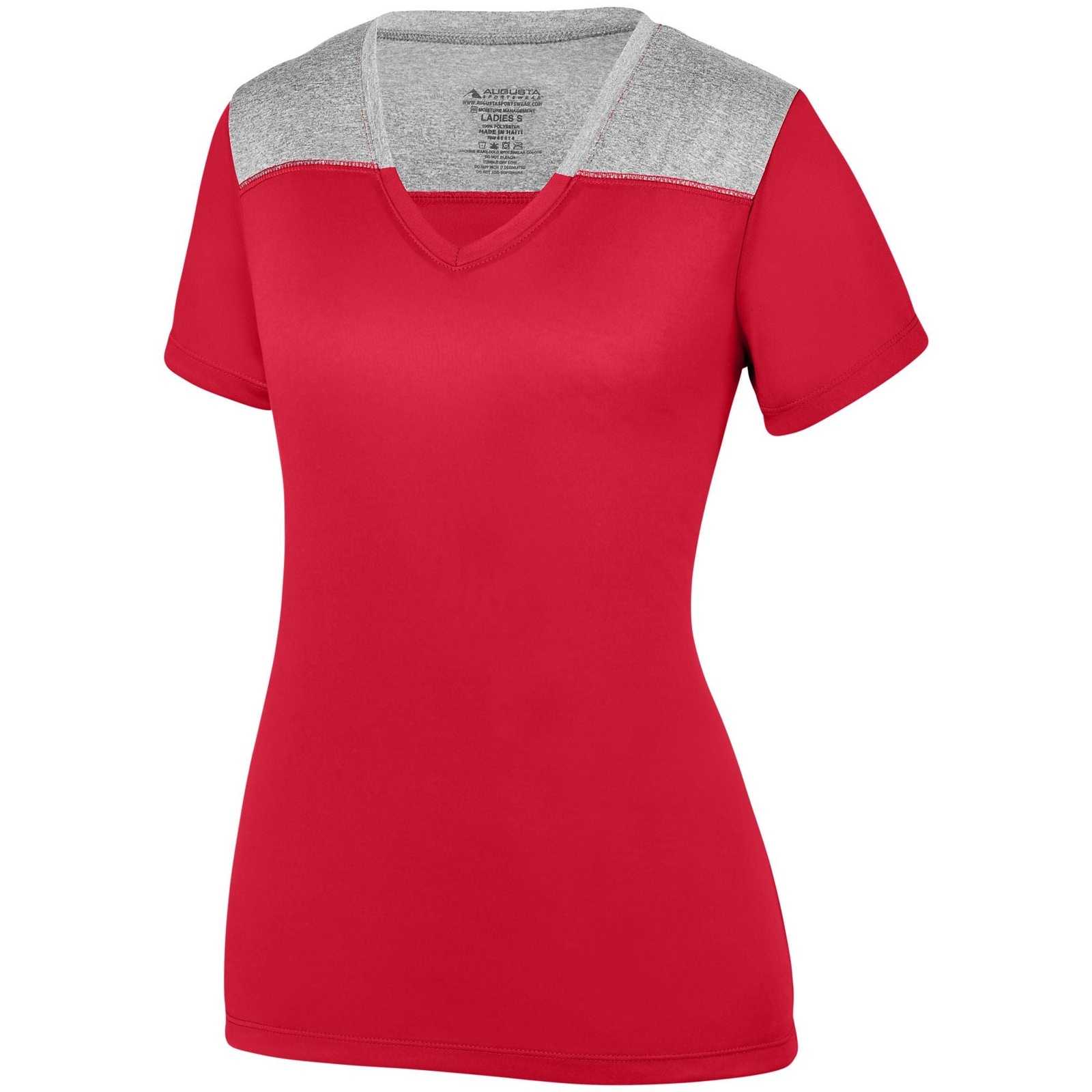Augusta 3057 Ladies Challenge T-Shirt - Red Graphite Heather - HIT a Double