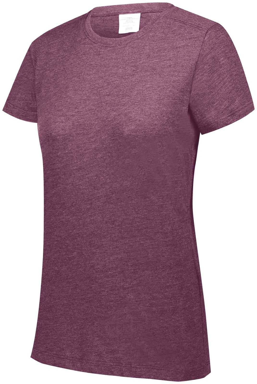 Augusta 3067 Ladies Tri-Blend T-Shirt - Maroon Heather - HIT a Double