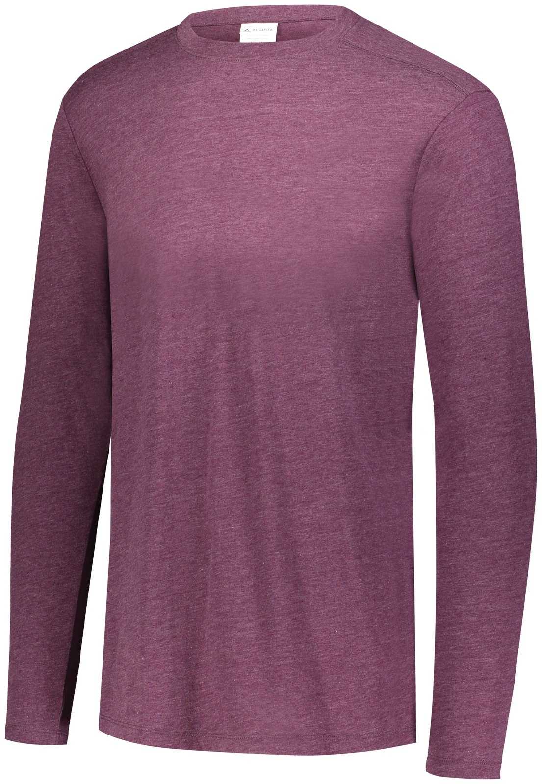 Augusta 3075 Tri-Blend Long Sleeve Crew - Maroon Heather - HIT a Double