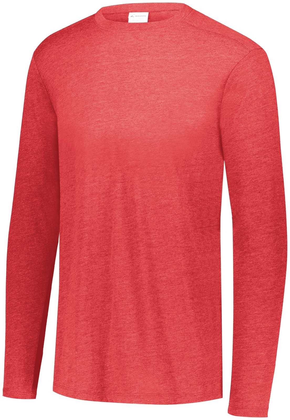 Augusta 3075 Tri-Blend Long Sleeve Crew - Red Heather - HIT a Double