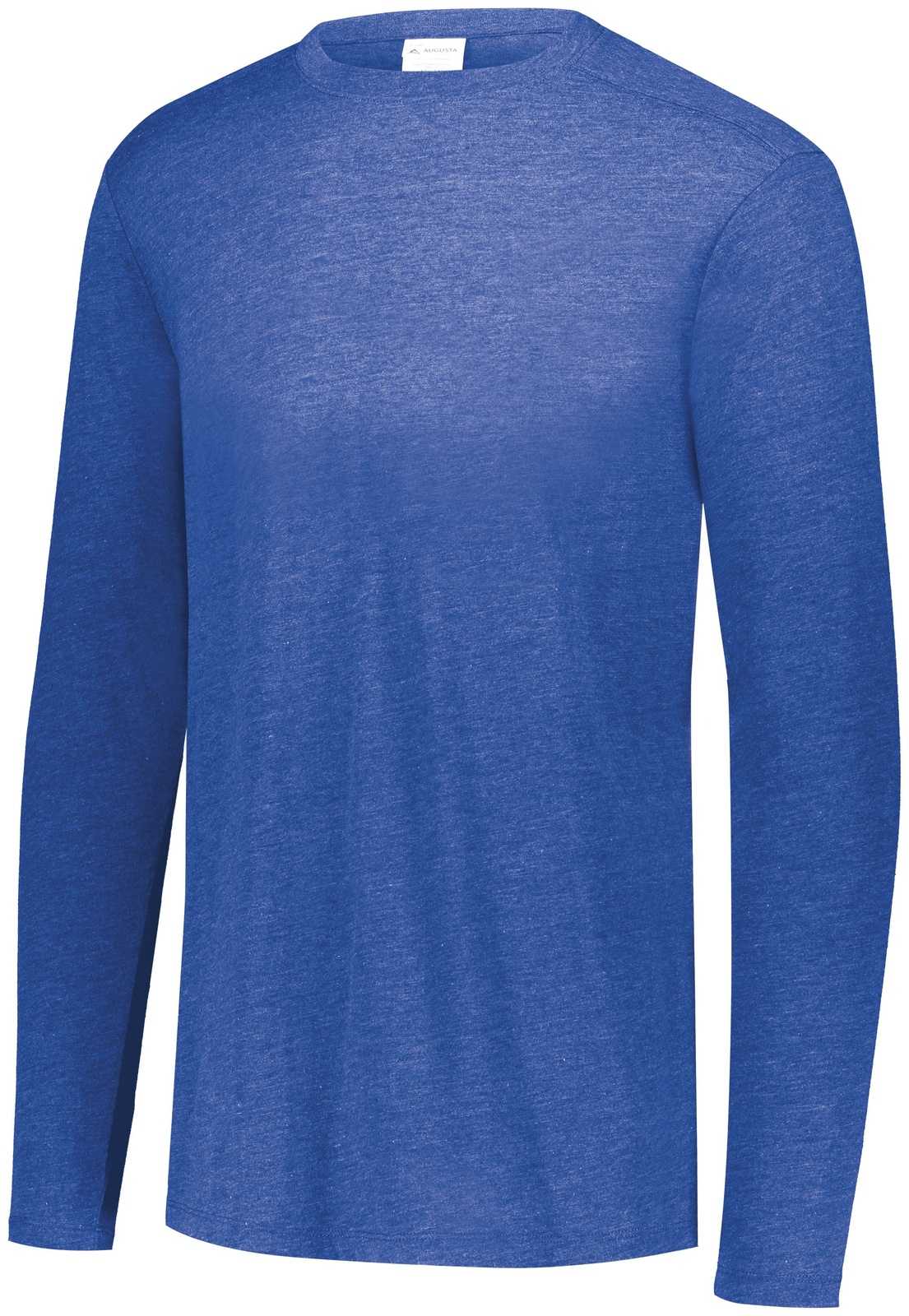 Augusta 3075 Tri-Blend Long Sleeve Crew - Royal Heather - HIT a Double