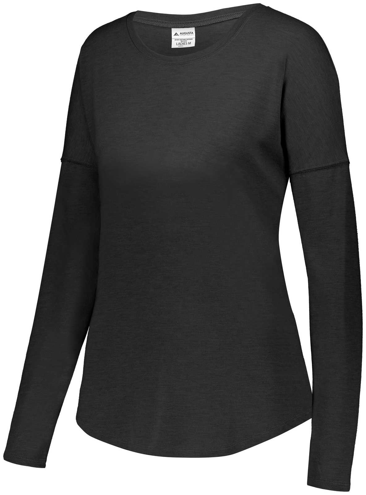 Augusta 3077 Ladies Lux Tri-Blend Long Sleeve Shirt - Black Heather - HIT a Double