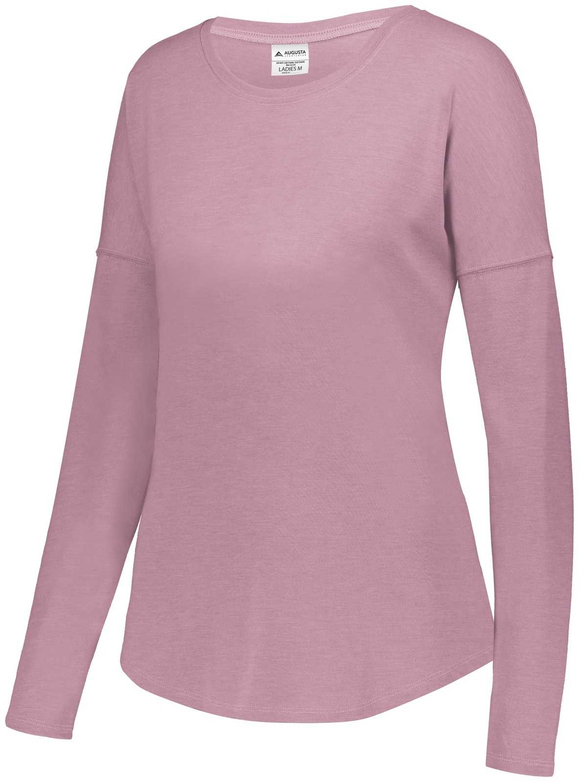 Augusta 3077 Ladies Lux Tri-Blend Long Sleeve Shirt - Dusty Rose Heather - HIT a Double
