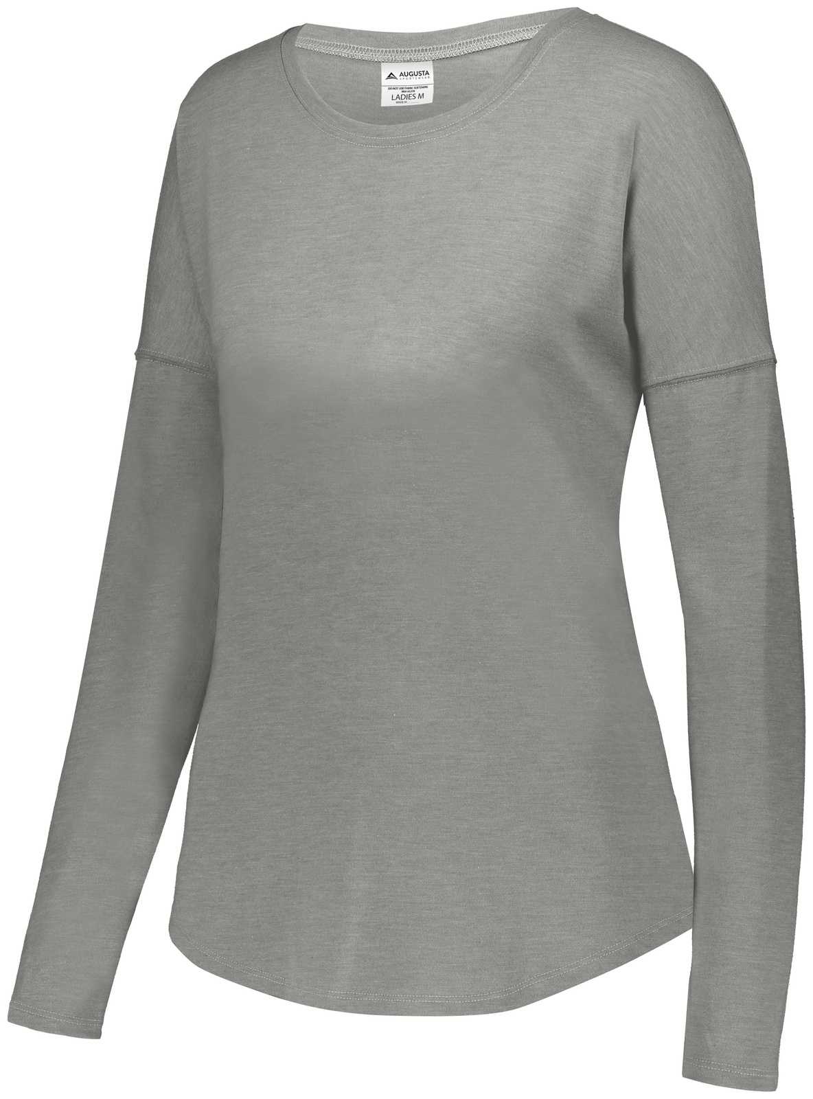 Augusta 3077 Ladies Lux Tri-Blend Long Sleeve Shirt - Grey Heather - HIT a Double