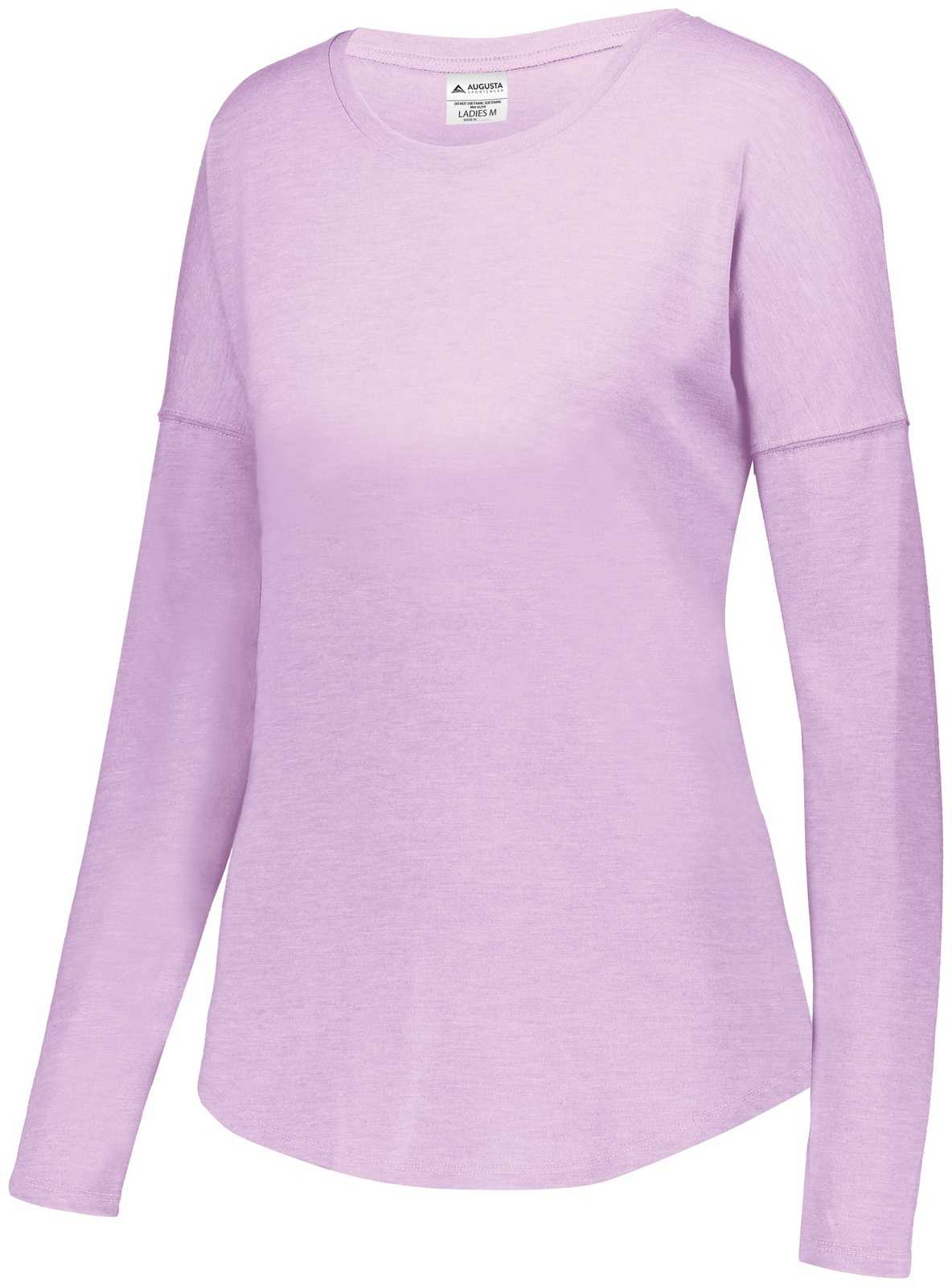 Augusta 3077 Ladies Lux Tri-Blend Long Sleeve Shirt - Light Lavender Heather - HIT a Double