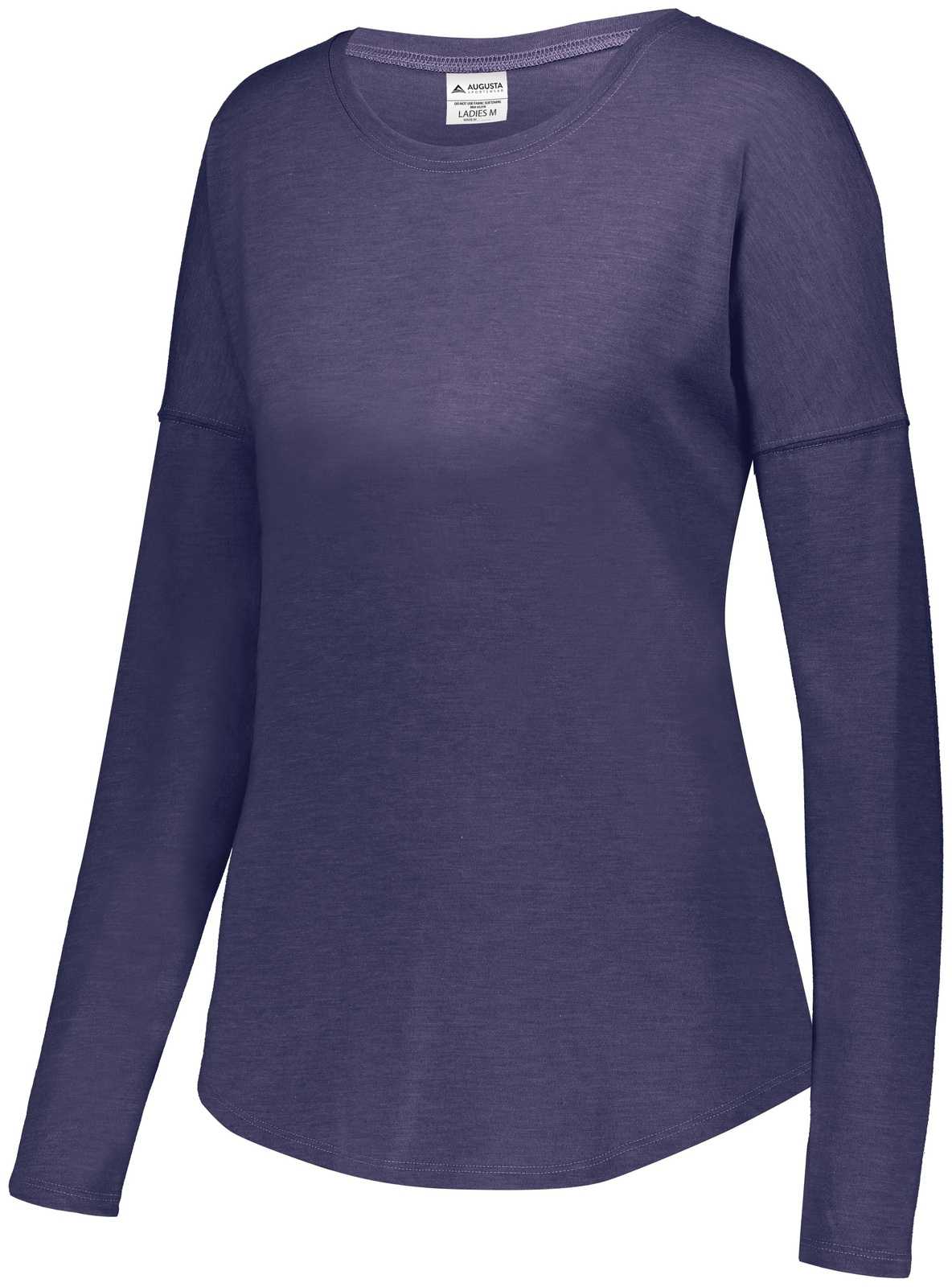 Augusta 3077 Ladies Lux Tri-Blend Long Sleeve Shirt - Navy Heather - HIT a Double