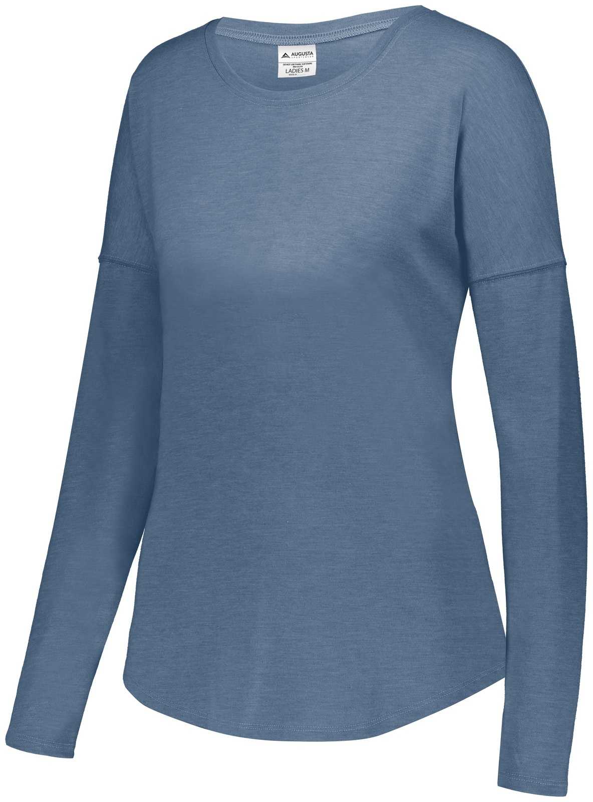 Augusta 3077 Ladies Lux Tri-Blend Long Sleeve Shirt - Storm Heather - HIT a Double