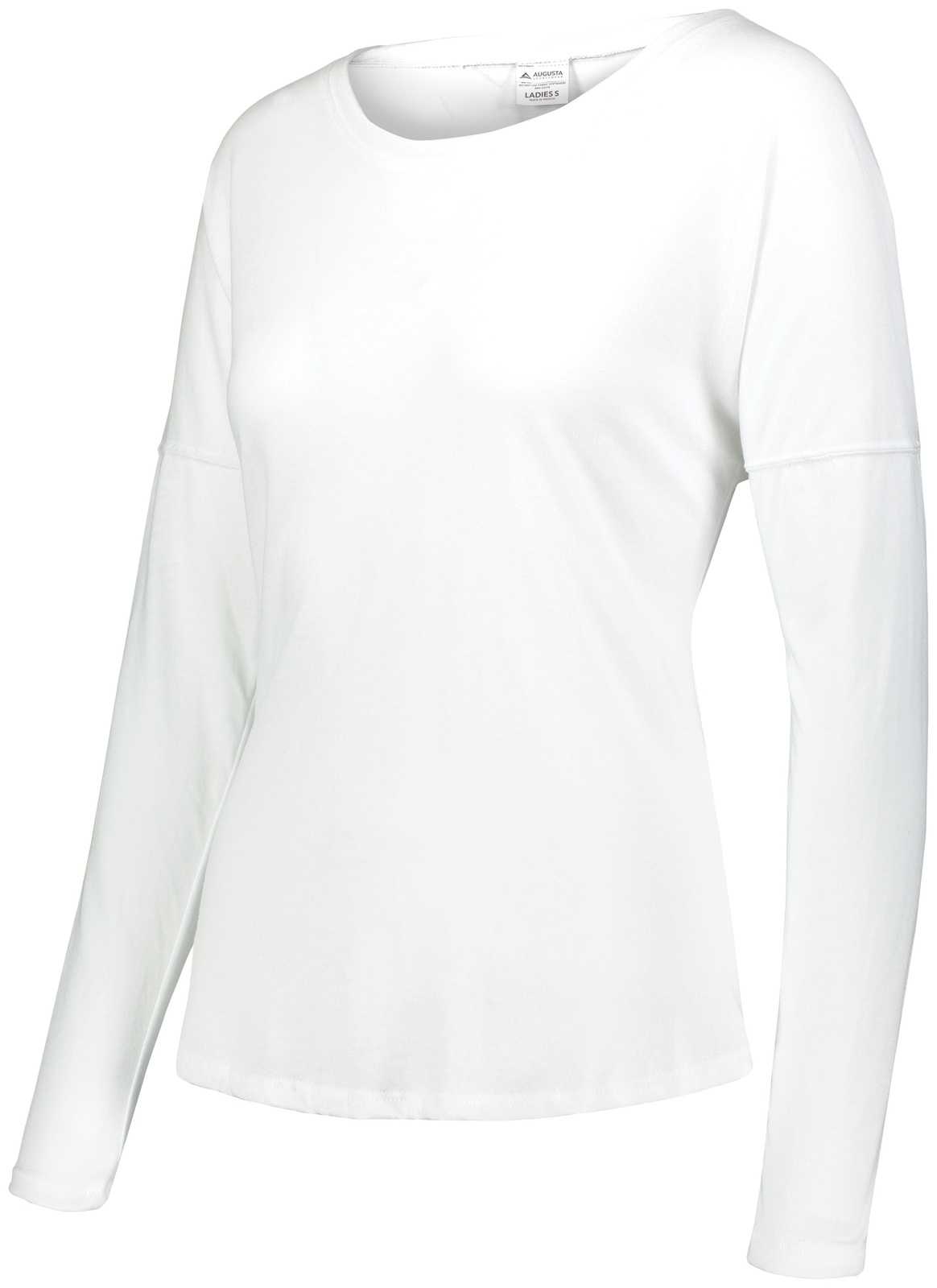 Augusta 3077 Ladies Lux Tri-Blend Long Sleeve Shirt - White - HIT a Double