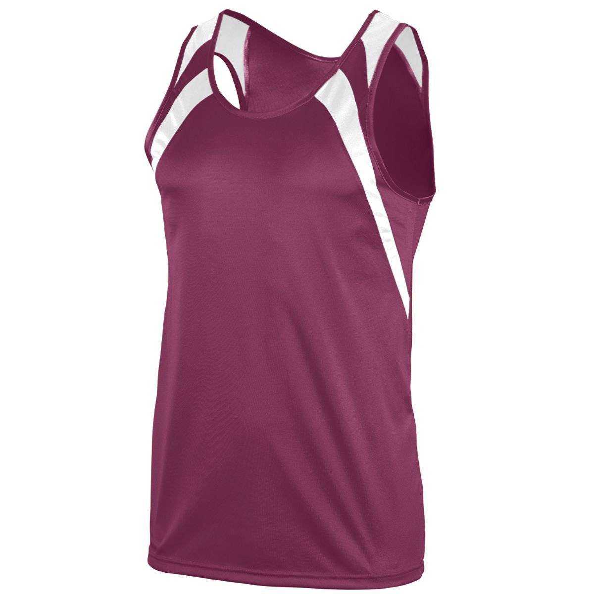 Augusta 311 Wicking Tank with Shoulder Insert - Maroon White - HIT a Double