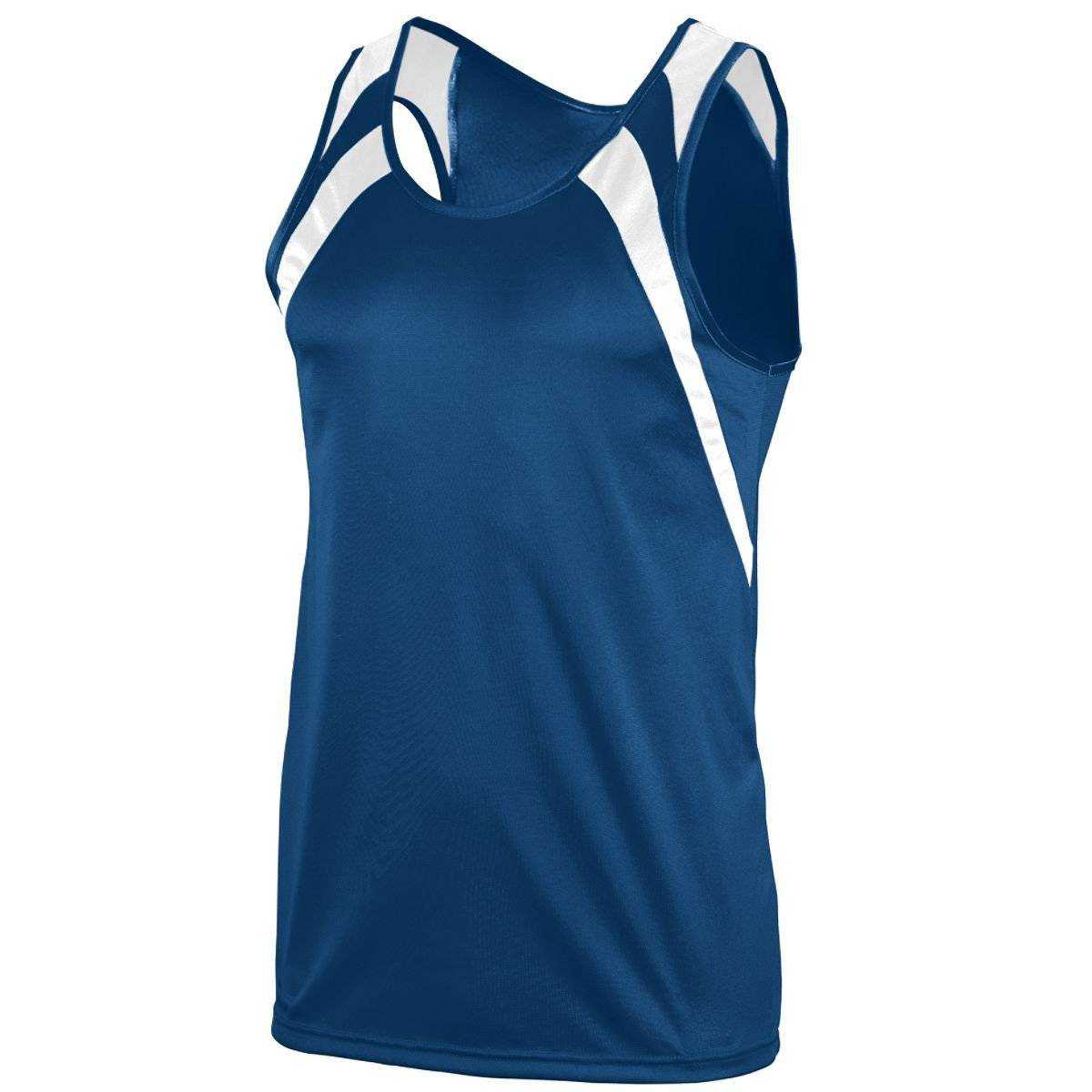 Augusta 311 Wicking Tank with Shoulder Insert - Navy White - HIT a Double