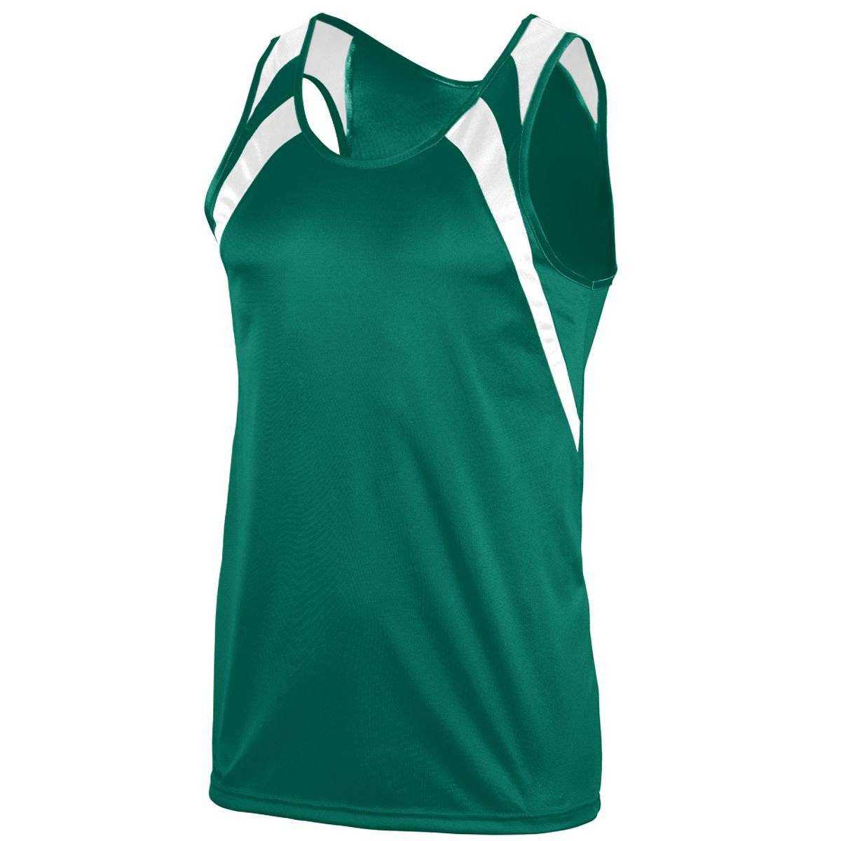 Augusta 312 Wicking Tank with Shoulder Insert Youth - Dark Green White - HIT a Double