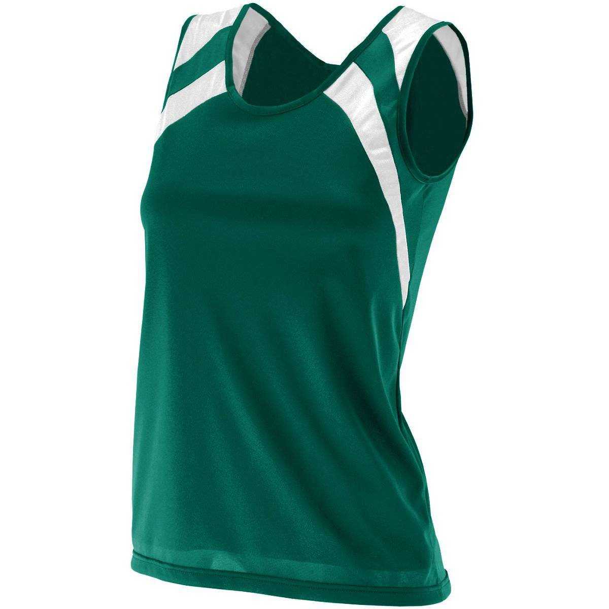 Augusta 313 Ladies Wicking Tank with Shoulder Insert - Forest White - HIT a Double
