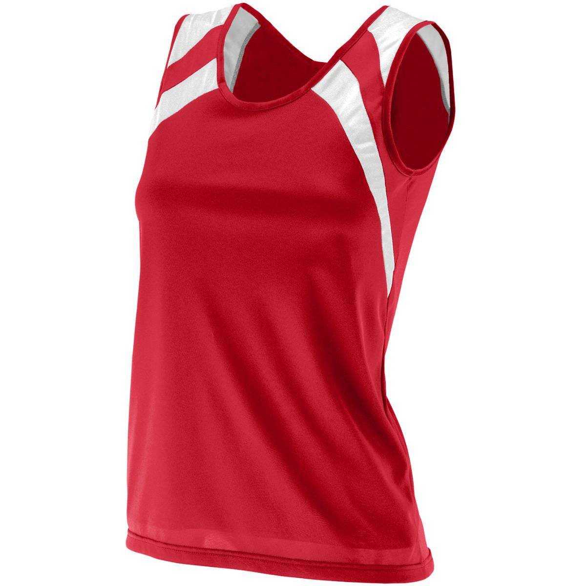 Augusta 313 Ladies Wicking Tank with Shoulder Insert - Red White - HIT a Double