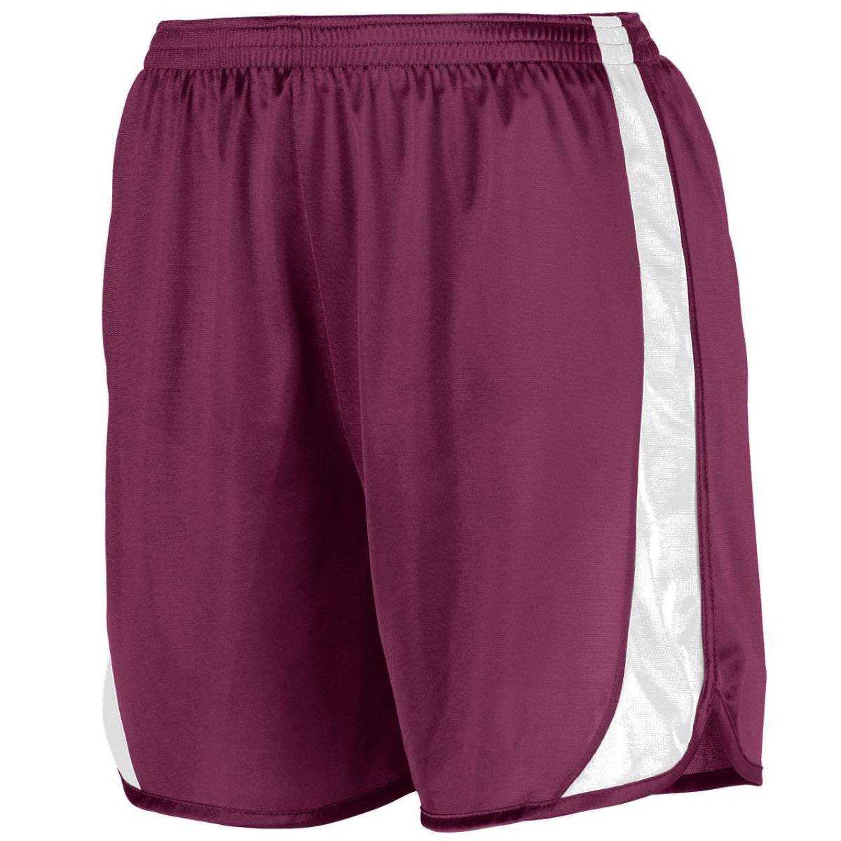 Augusta 327 Wicking Track Short with Side Insert - Maroon White - HIT a Double