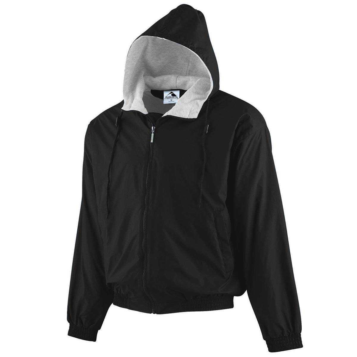 Augusta 3281 Youth Hooded Taffeta Jacket/Fleece Lined - Black - HIT a Double