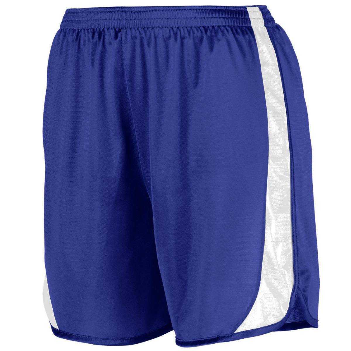 Augusta 328 Wicking Track Short with Side Insert Youth - Purple White - HIT a Double