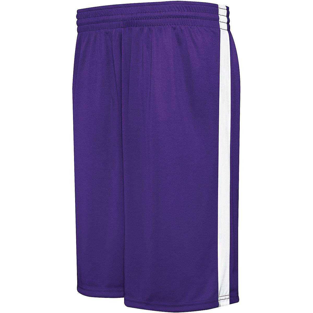 Augusta 335870 Adult Competition Reversible Short - Purple White - HIT a Double