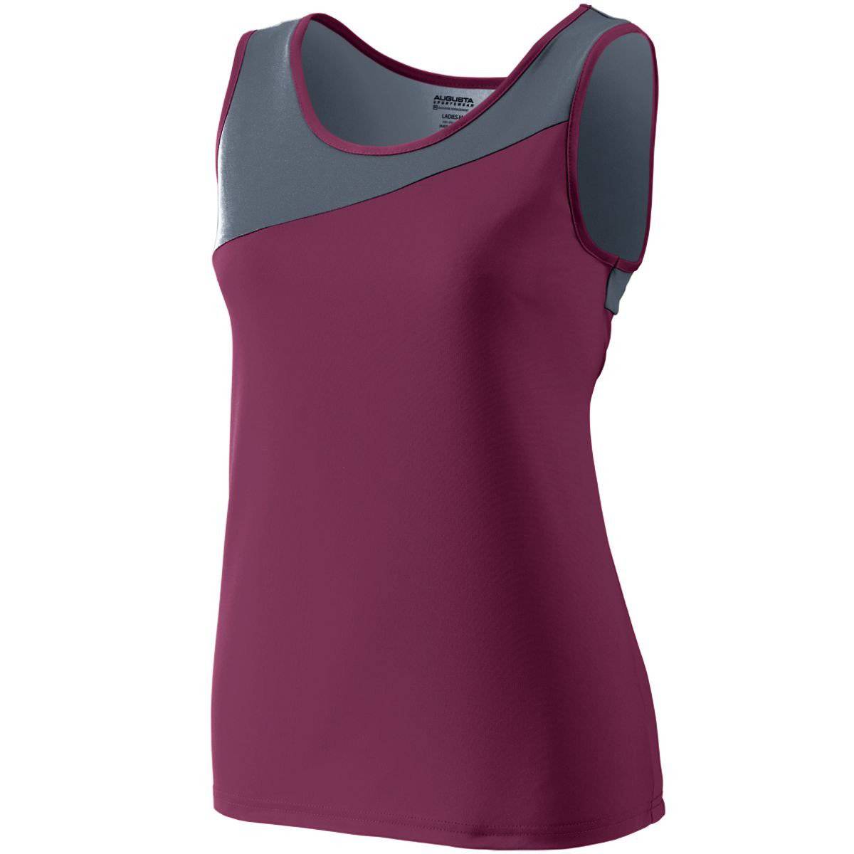 Augusta 354 Ladies Accelerate Jersey - Maroon Dark Gray - HIT a Double