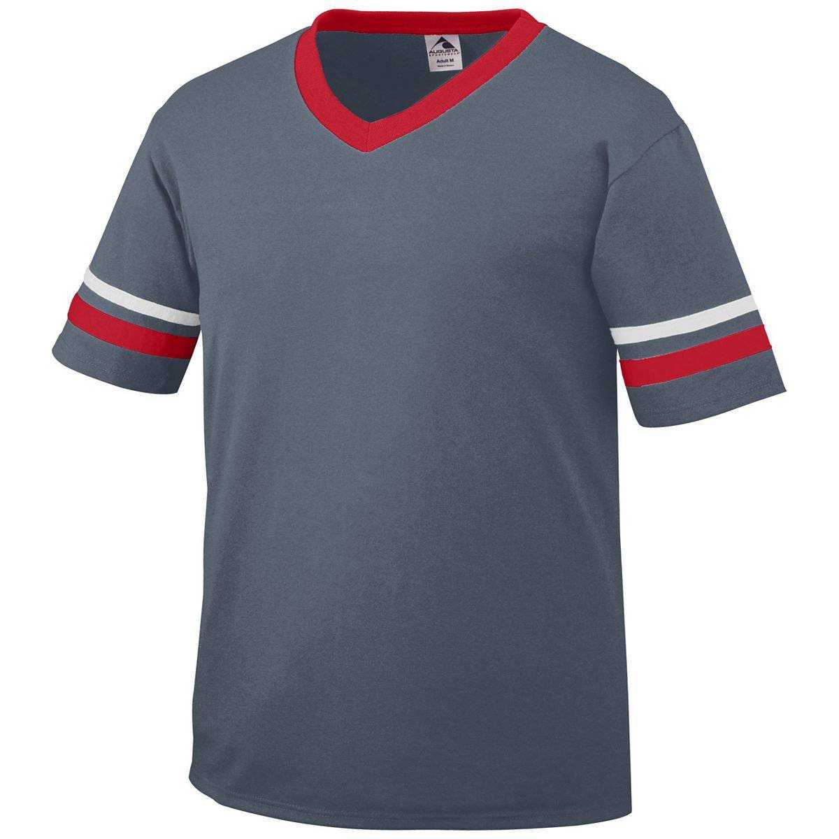 Augusta 360 Sleeve Stripe Jersey - Graphite Red White - HIT a Double