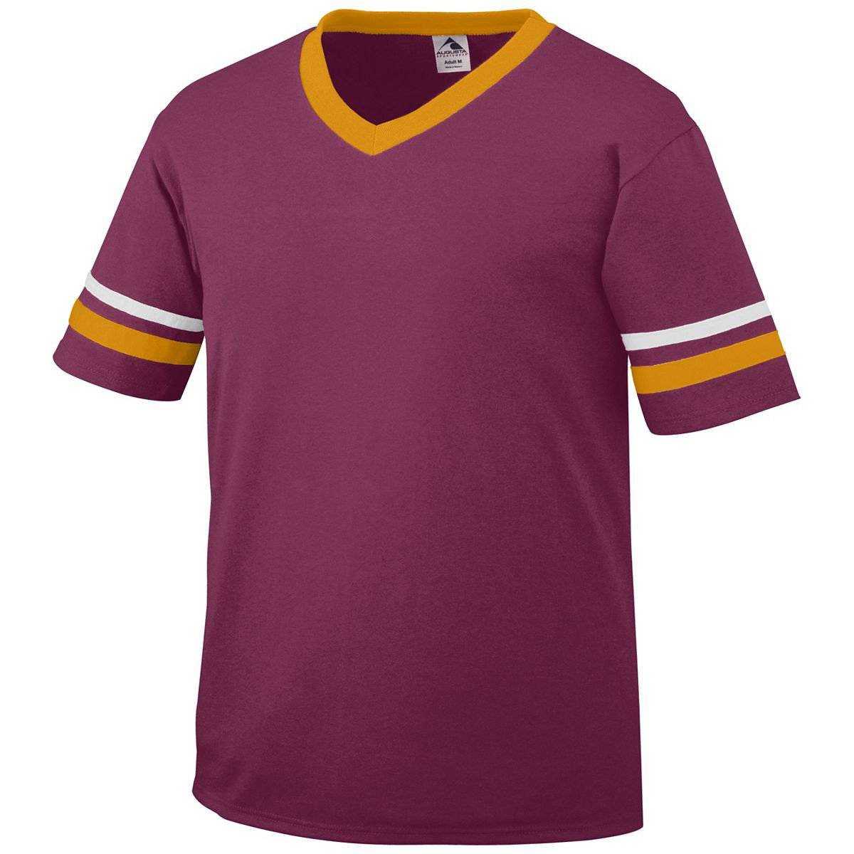 Augusta 360 Sleeve Stripe Jersey - Maroon Gold White - HIT a Double