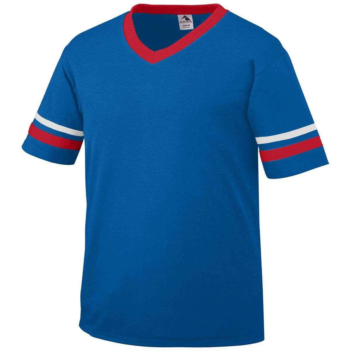 Augusta 360 Sleeve Stripe Jersey - Royal Red White - HIT a Double
