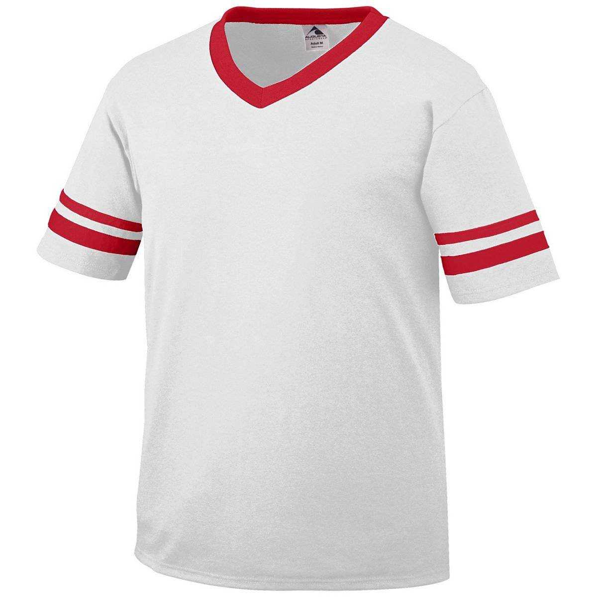 Augusta 360 Sleeve Stripe Jersey - White Red - HIT a Double