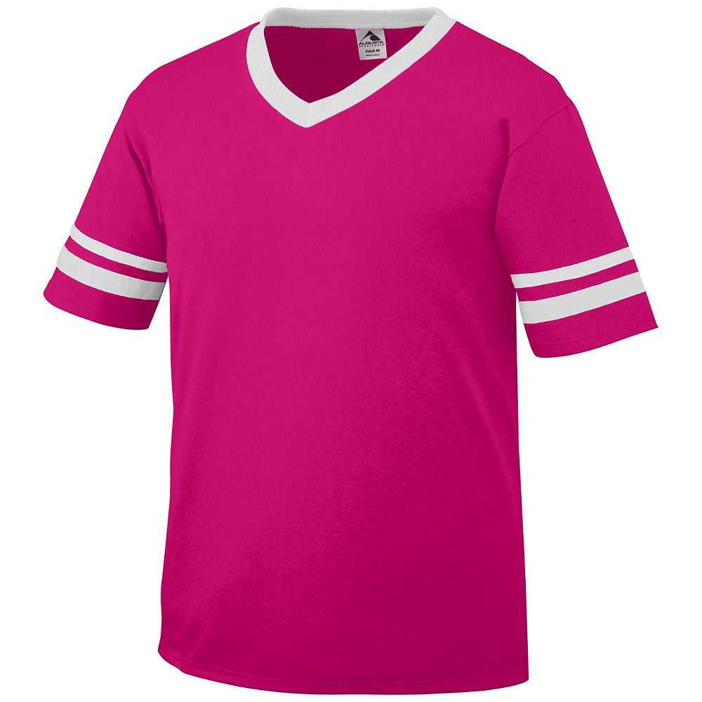 Augusta 361 Sleeve Stripe Jersey - Youth - Power Pink White - HIT a Double