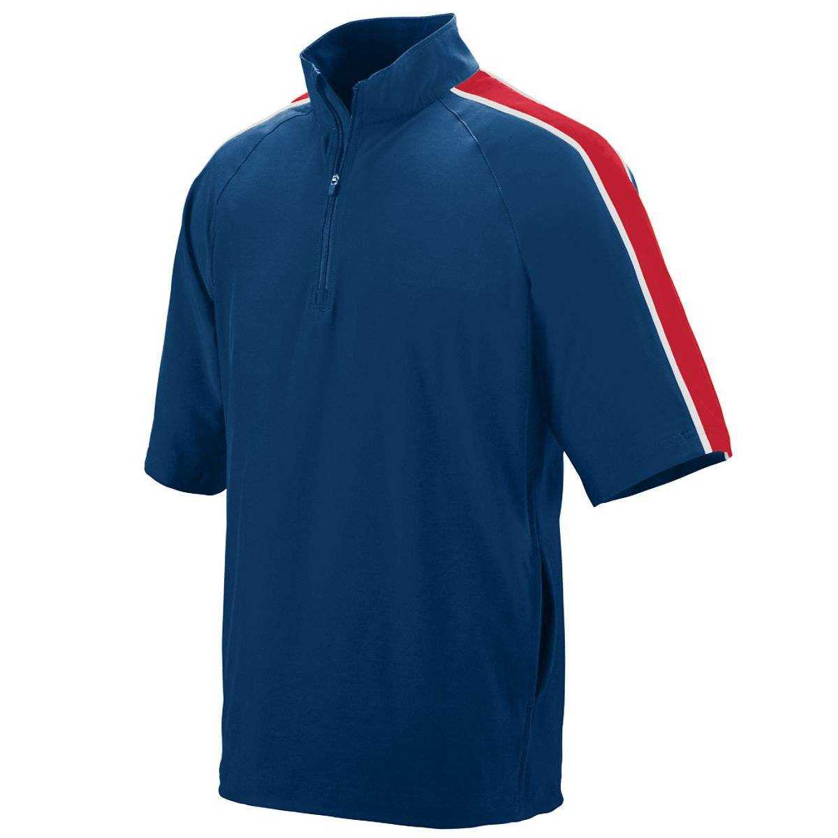 Augusta 3789 Youth Quantum Short Sleeve Pullover - Navy Red White - HIT a Double