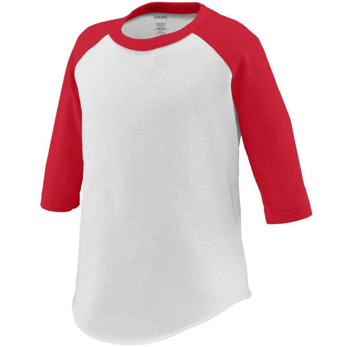Augusta 422 Baseball Jersey - Toddler - White Red - HIT a Double