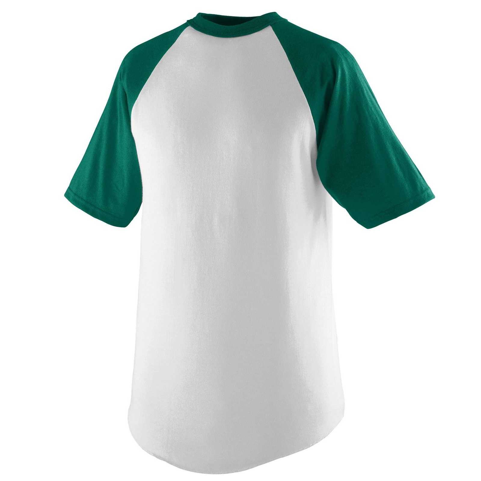 Augusta 423 Short Sleeve Baseball Jersey - White Dark Green - HIT a Double