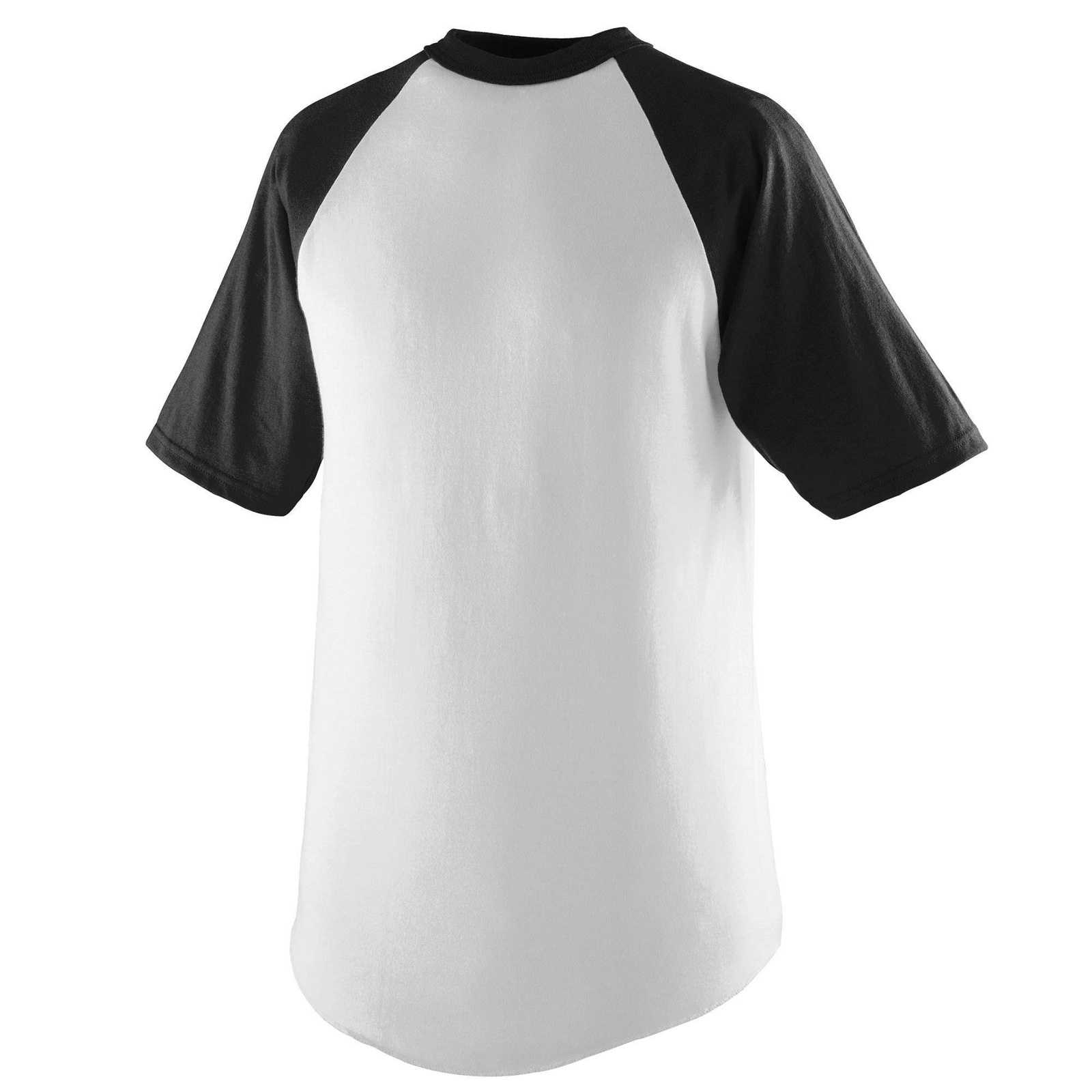 Augusta 424 Short Sleeve Baseball Jersey - Youth - White Black - HIT a Double